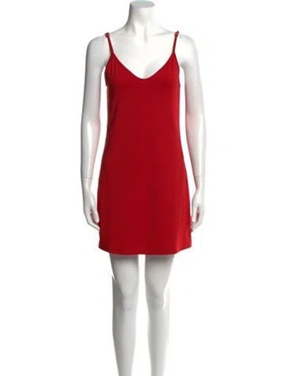 Pre-owned Alexis V-neck Mini Dress In Red