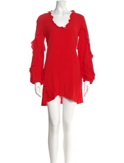 Pre-owned Alexis V-neck Mini Dress In Red