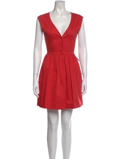 Pre-owned Alexis V-neck Mini Dress In Red
