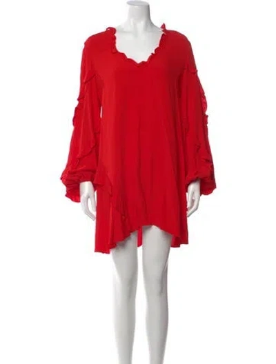 Pre-owned Alexis V-neck Mini Dress In Red