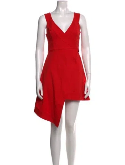 Pre-owned Alexis V-neck Mini Dress In Red