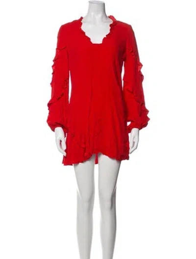 Pre-owned Alexis V-neck Mini Dress In Red