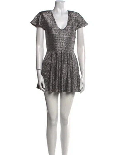 Pre-owned Alexis V-neck Mini Dress In Silver