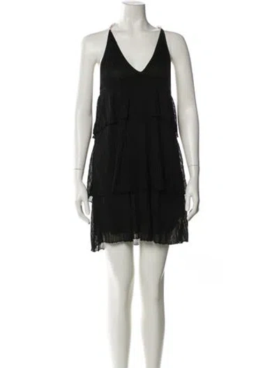 Pre-owned Alexis V-neck Mini Dress W/ Tags In Black