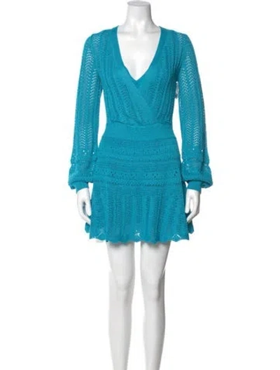 Pre-owned Alexis V-neck Mini Dress W/ Tags In Blue