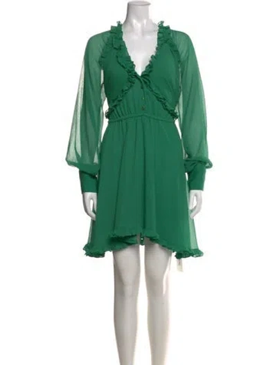 Pre-owned Alexis V-neck Mini Dress W/ Tags In Green
