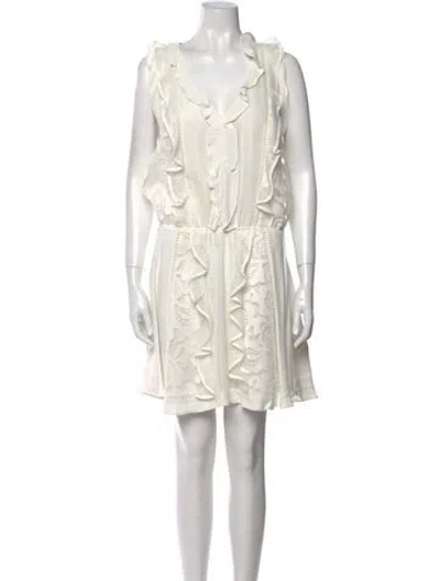 Pre-owned Alexis V-neck Mini Dress In White