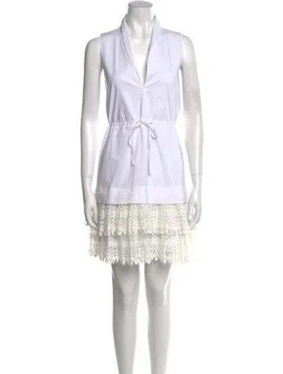 Pre-owned Alexis V-neck Mini Dress In White