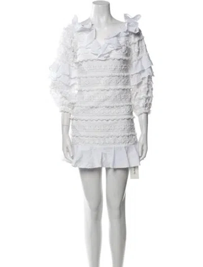 Pre-owned Alexis V-neck Mini Dress In White