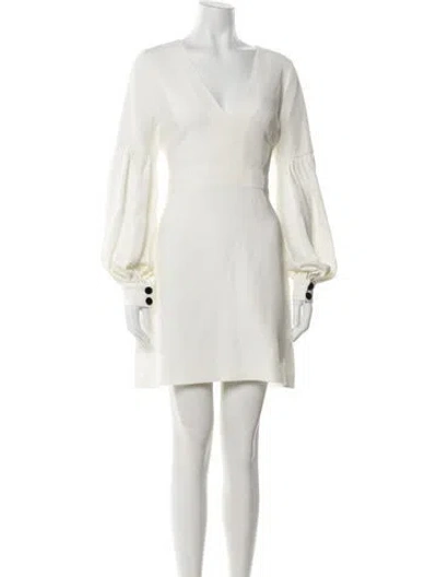 Pre-owned Alexis V-neck Mini Dress In White