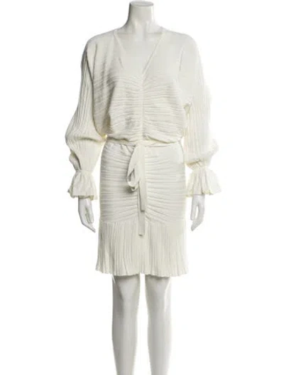 Pre-owned Alexis V-neck Mini Dress In White