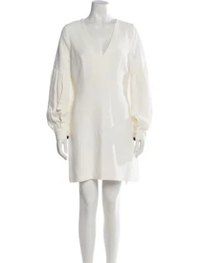 Pre-owned Alexis V-neck Mini Dress In White