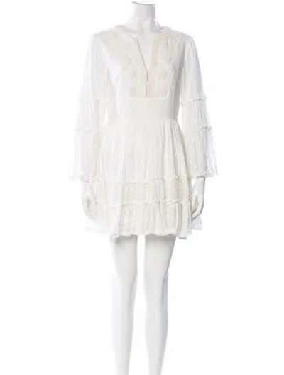 Pre-owned Alexis V-neck Mini Dress In White