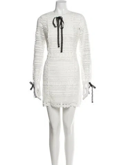 Pre-owned Alexis V-neck Mini Dress In White