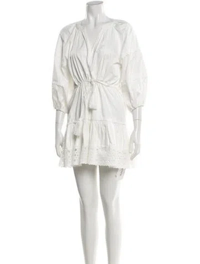 Pre-owned Alexis V-neck Mini Dress In White
