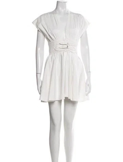 Pre-owned Alexis V-neck Mini Dress In White