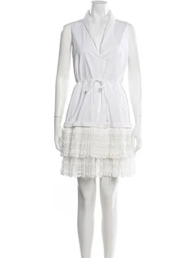 Pre-owned Alexis V-neck Mini Dress In White