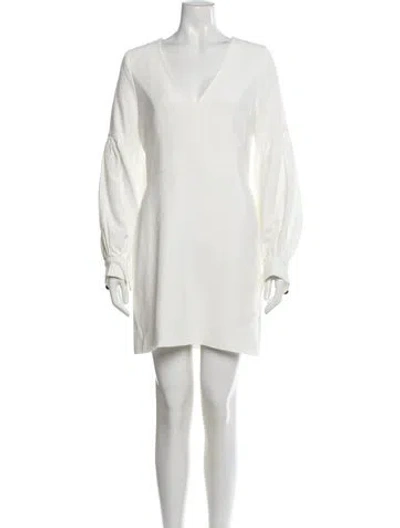 Pre-owned Alexis V-neck Mini Dress In White