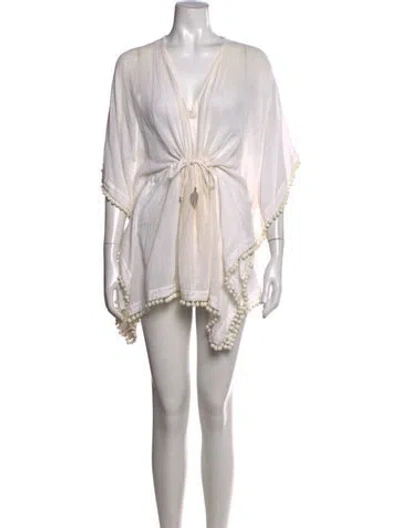 Pre-owned Alexis V-neck Mini Dress In White