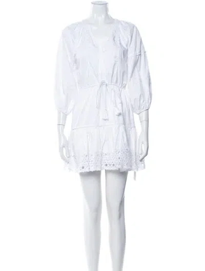 Pre-owned Alexis V-neck Mini Dress In White