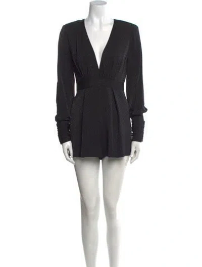 Pre-owned Alexis V-neck Romper In Black
