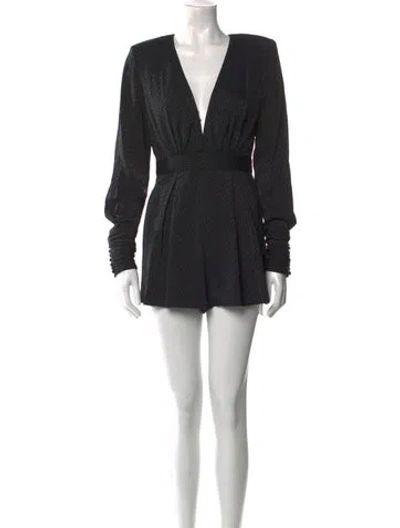 Pre-owned Alexis V-neck Romper In Black