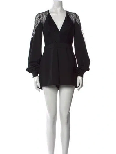 Pre-owned Alexis V-neck Romper In Black