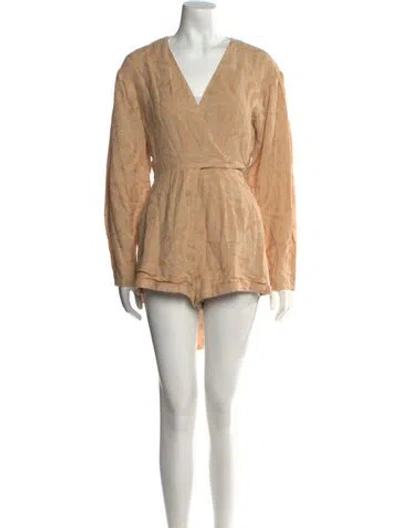 Pre-owned Alexis V-neck Romper In Neutral