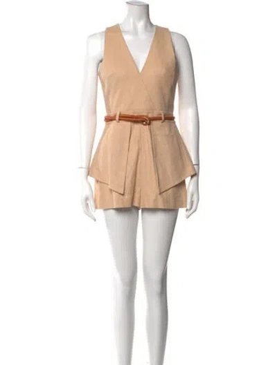 Pre-owned Alexis V-neck Romper In Neutral