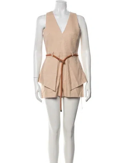 Pre-owned Alexis V-neck Romper In Neutrals