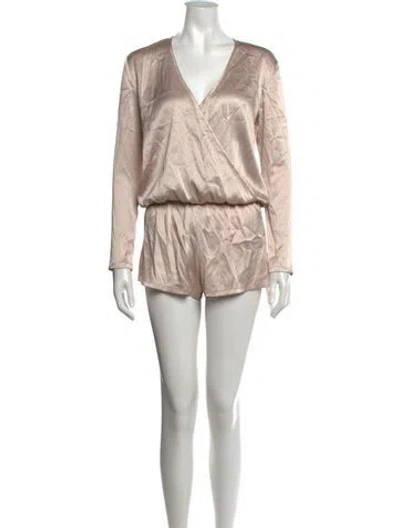 Pre-owned Alexis V-neck Romper In Neutrals