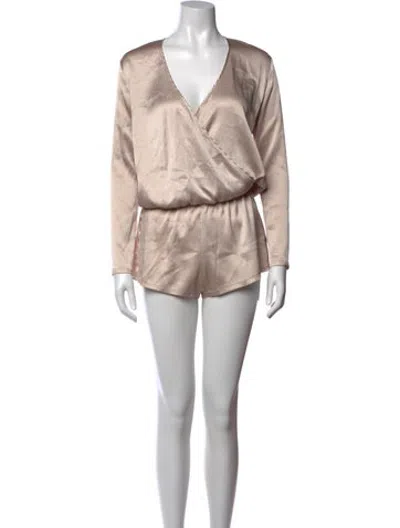 Pre-owned Alexis V-neck Romper In Neutrals