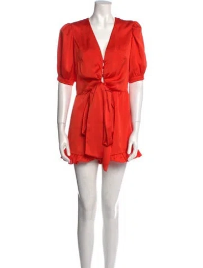 Pre-owned Alexis V-neck Romper In Orange