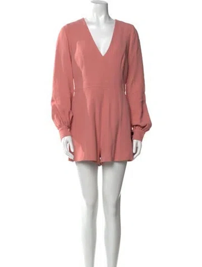 Pre-owned Alexis V-neck Romper In Pink