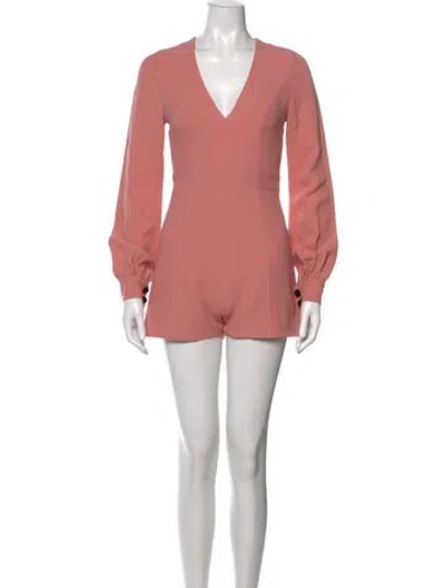 Pre-owned Alexis V-neck Romper In Pink