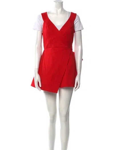 Pre-owned Alexis V-neck Romper In Red