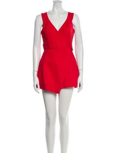 Pre-owned Alexis V-neck Romper In Red