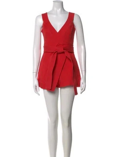 Pre-owned Alexis V-neck Romper In Red
