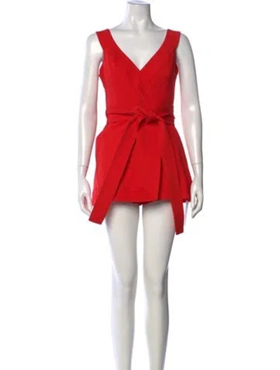 Pre-owned Alexis V-neck Romper In Red