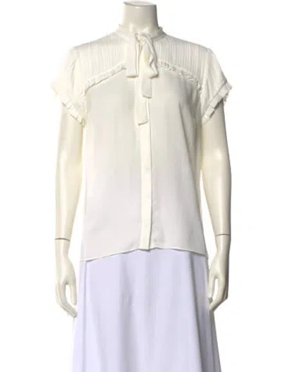 Pre-owned Alexis V-neck Short Sleeve Blouse In Neutral