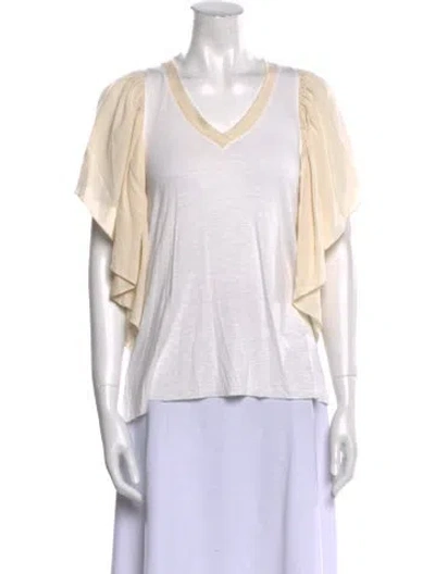 Pre-owned Alexis V-neck Short Sleeve T-shirt In White