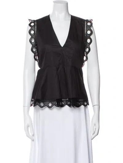 Pre-owned Alexis V-neck Sleeveless Blouse In Black