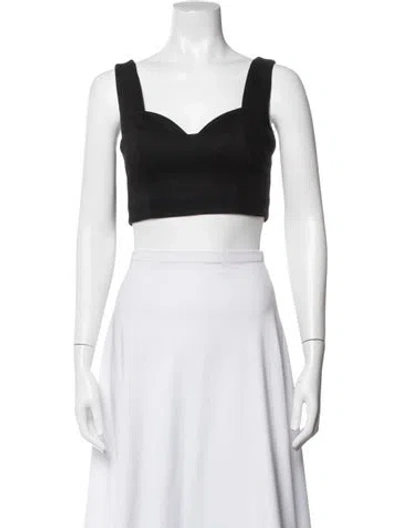 Pre-owned Alexis V-neck Sleeveless Crop Top In Black