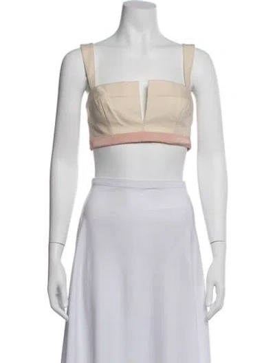 Pre-owned Alexis V-neck Sleeveless Crop Top In Blue