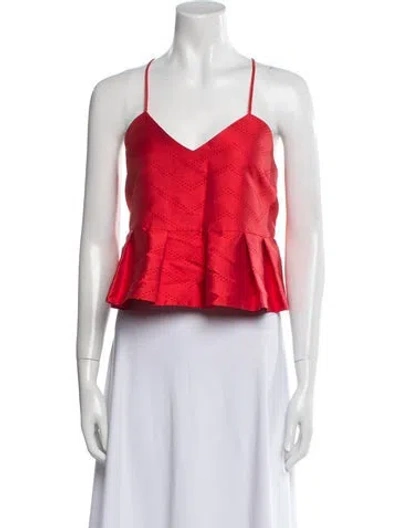 Pre-owned Alexis V-neck Sleeveless Crop Top In Red