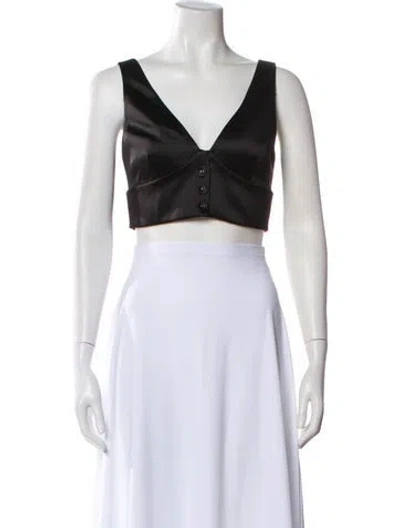 Pre-owned Alexis V-neck Sleeveless Crop Top W/ Tags In Black