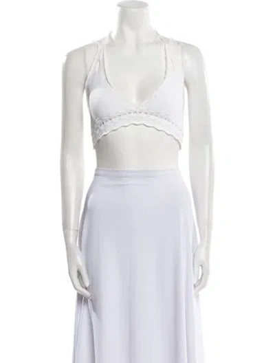 Pre-owned Alexis V-neck Sleeveless Crop Top In White
