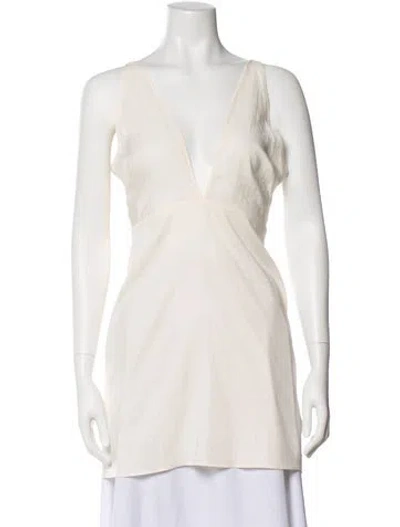 Pre-owned Alexis V-neck Sleeveless Top In Neutral