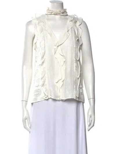 Pre-owned Alexis V-neck Sleeveless Top In Neutrals