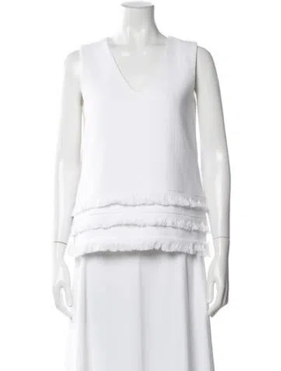 Pre-owned Alexis V-neck Sleeveless Top In White